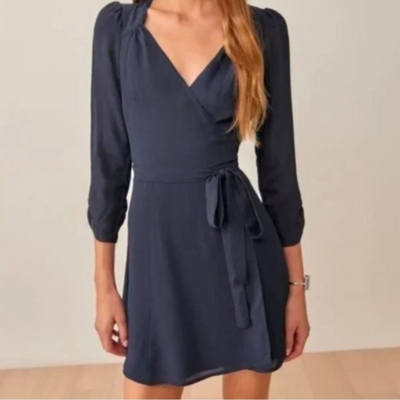 Reformation Murrieta Dress Navy Blue - Picture 2 of 7